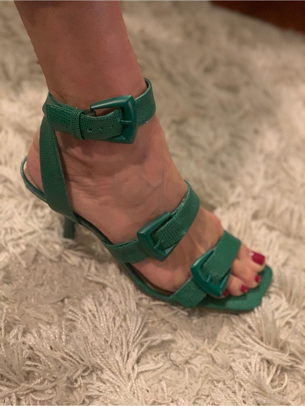Vince Camuto Emerald Green Strappy Block Heel Sandals